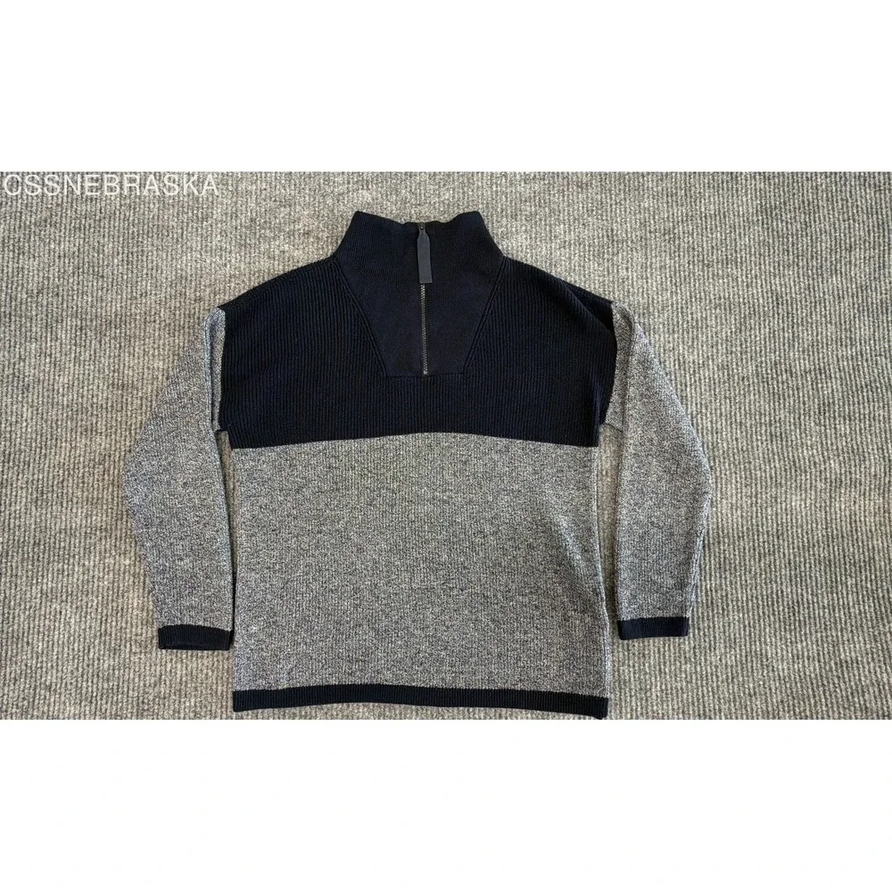 T by Talbots‎ Black/Gray Womens quarter-zip pullover sweater. - Size MP